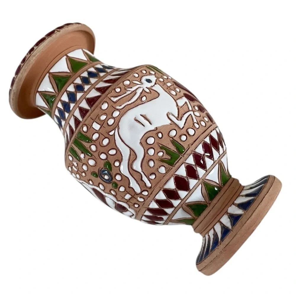 Handcrafted Greek Mythology Multicolor Pottery Home Decor Vase